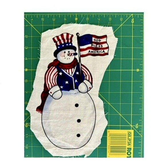 Set of 2 Patriotic Quilt Appliques Uncle Sam Snowman & Flag by Daisy Kingdom - Picture 2 of 3